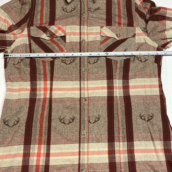 SOLD Legendary Whitetails Button Down Deer Antlers Brown/Red Plaid Longsleeve - Picture 8 of 10